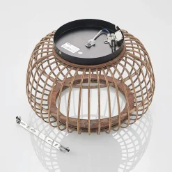 Lindby loftlampe Bominio, Ø 40 cm, rattan, træ, E27