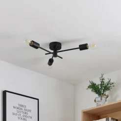 Lindby loftlampe Cerros, 3 lyskilder, sort, metal