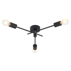 Lindby loftlampe Cerros, 3 lyskilder, sort, metal
