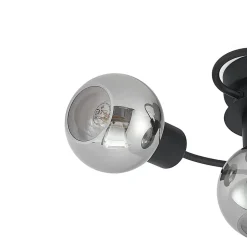 Lindby loftlampe Ciala, 3 lyskilder, sort, røgfarvet, glas