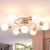 Lindby loftlampe Ciala, 7 lyskilder, nikkelfarvet, glas