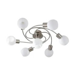 Lindby loftlampe Ciala, 7 lyskilder, nikkelfarvet, glas