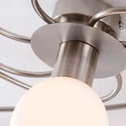 Lindby loftlampe Ciala, 7 lyskilder, nikkelfarvet, glas