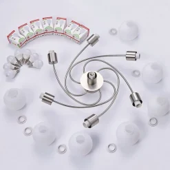 Lindby loftlampe Ciala, 7 lyskilder, nikkelfarvet, glas
