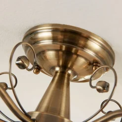 Lindby loftlampe Corentin, 5 lyskilder, hvid/messing, glas