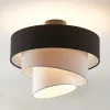 Lindby loftlampe Coria, sort/grå/hvid, Ø 40 cm, E27