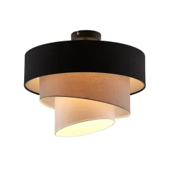 Lindby loftlampe Coria, sort/grå/hvid, Ø 40 cm, E27