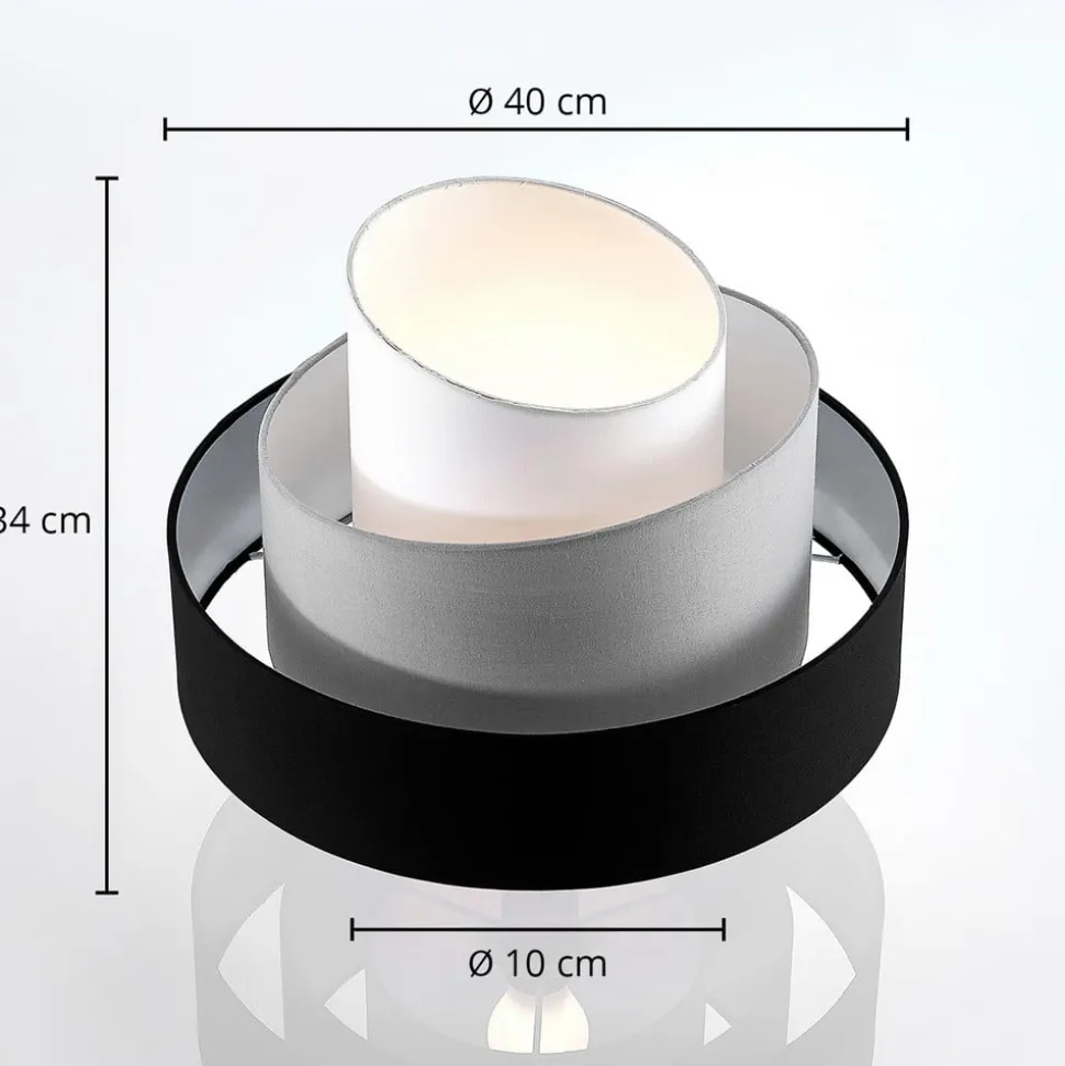 Lindby loftlampe Coria, sort/grå/hvid, Ø 40 cm, E27