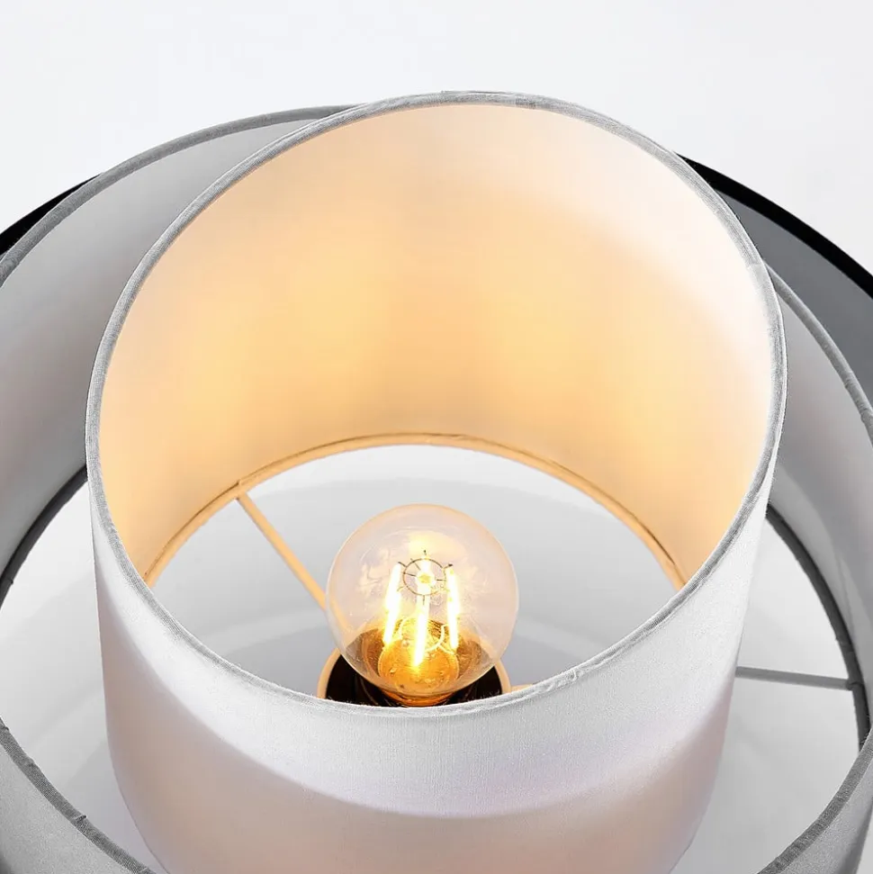 Lindby loftlampe Coria, sort/grå/hvid, Ø 40 cm, E27
