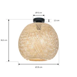 Lindby loftlampe Dabila, bambus, Ø 35 cm, E27