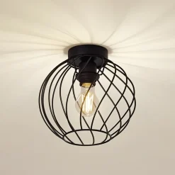 Lindby loftlampe Danika, Ø 25 cm, sort, metal