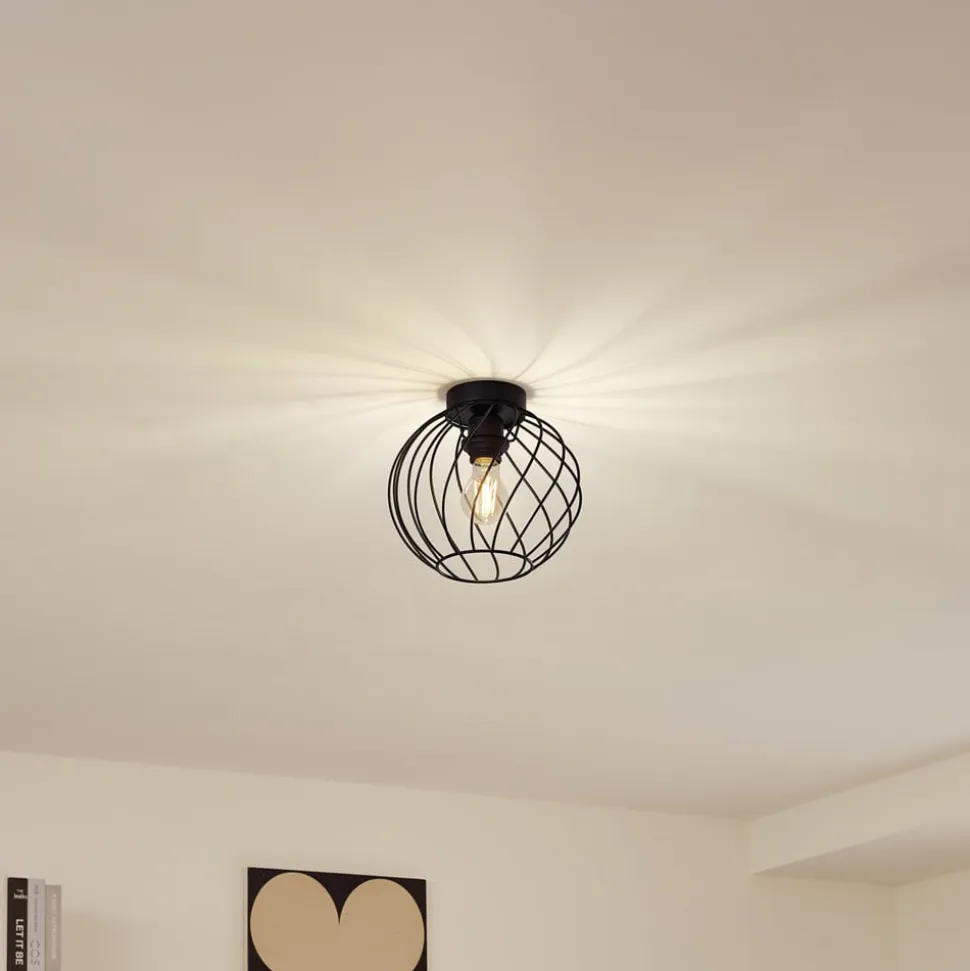 Lindby loftlampe Danika, Ø 25 cm, sort, metal