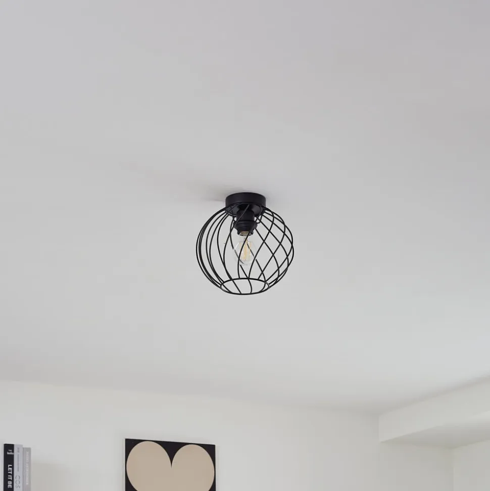 Lindby loftlampe Danika, Ø 25 cm, sort, metal