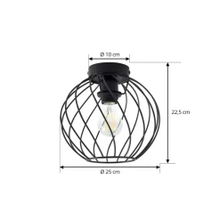 Lindby loftlampe Danika, Ø 25 cm, sort, metal