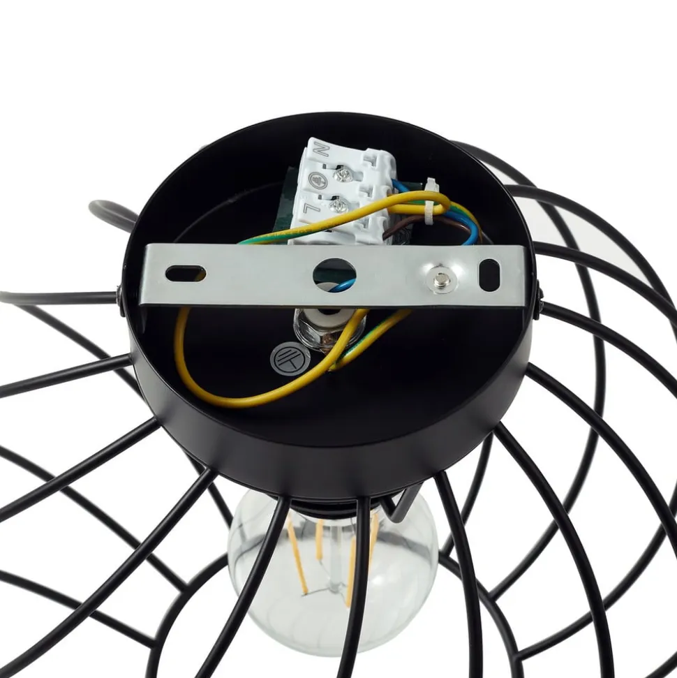 Lindby loftlampe Danika, Ø 25 cm, sort, metal