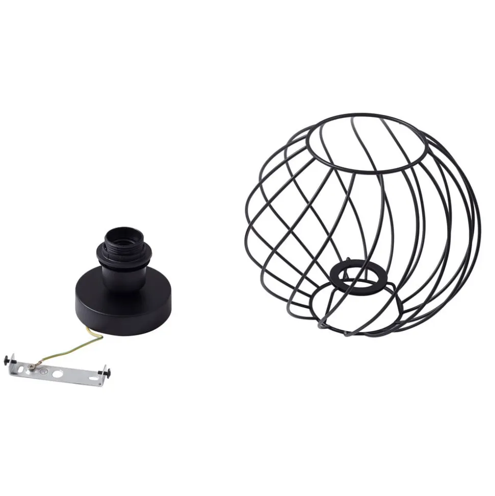 Lindby loftlampe Danika, Ø 25 cm, sort, metal
