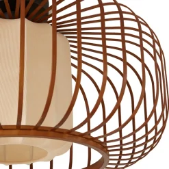 Lindby loftlampe Davella, Ø 50 cm, bambus, tekstil