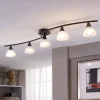 Lindby loftlampe Della, sort-guld, 110 cm, 5 lyskilder, E14