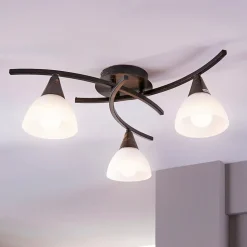 Lindby loftlampe Della, sort-guld, Ø 58 cm, 3 lyskilder, E14