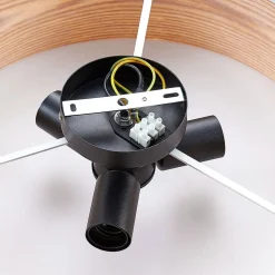 Lindby loftlampe Dominic, Ø 45 cm, 3 lyskilder, træ