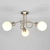 Lindby loftlampe Elaina, Ø 38cm, 3 lyskilder, nikkel, glas, E14
