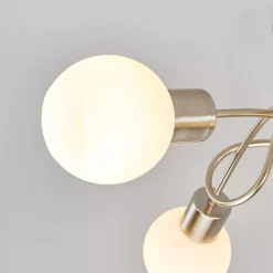 Lindby loftlampe Elaina, Ø 38cm, 3 lyskilder, nikkel, glas, E14