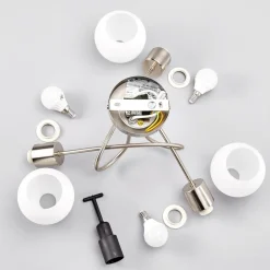 Lindby loftlampe Elaina, Ø 38cm, 3 lyskilder, nikkel, glas, E14