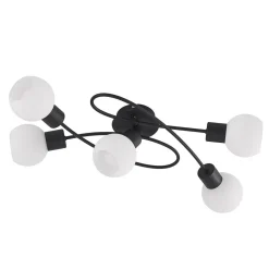 Lindby loftlampe Elaina, 66 cm, 5 lyskilder, sort/hvid, E14