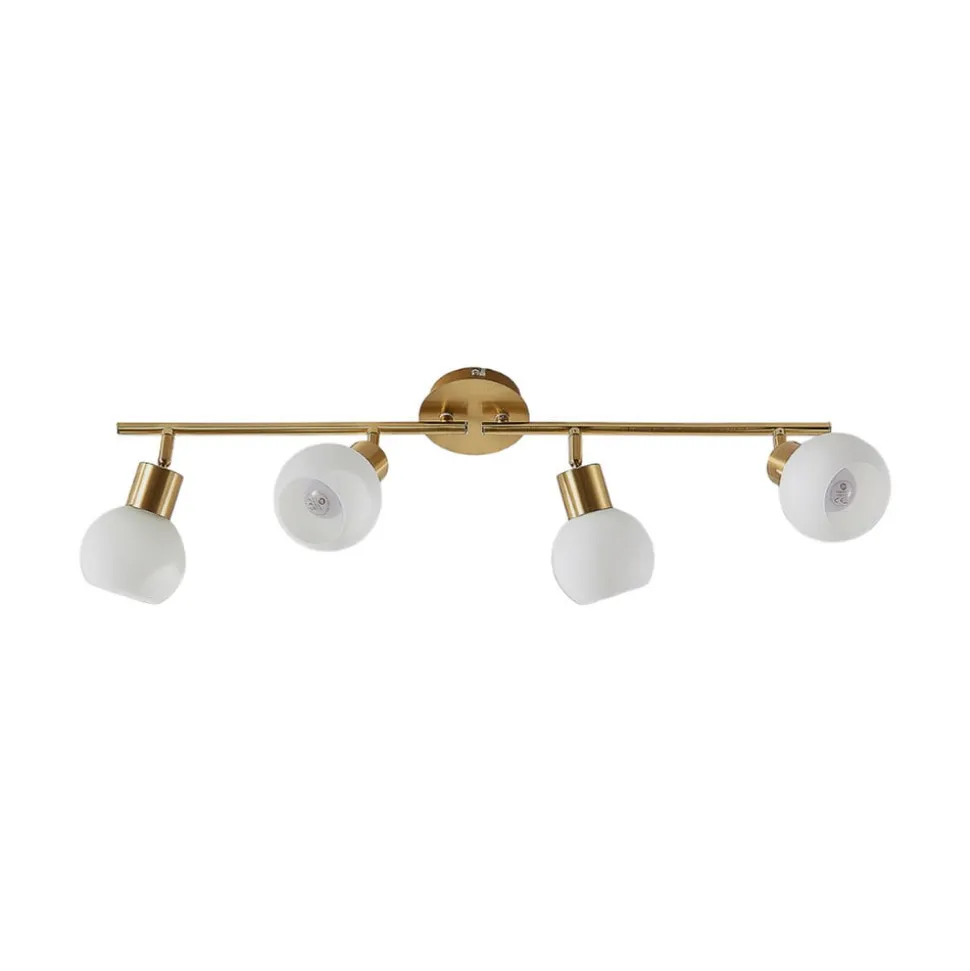 Lindby loftlampe Elaina, 70 cm, 4 lyskilder, messing, glas, E14