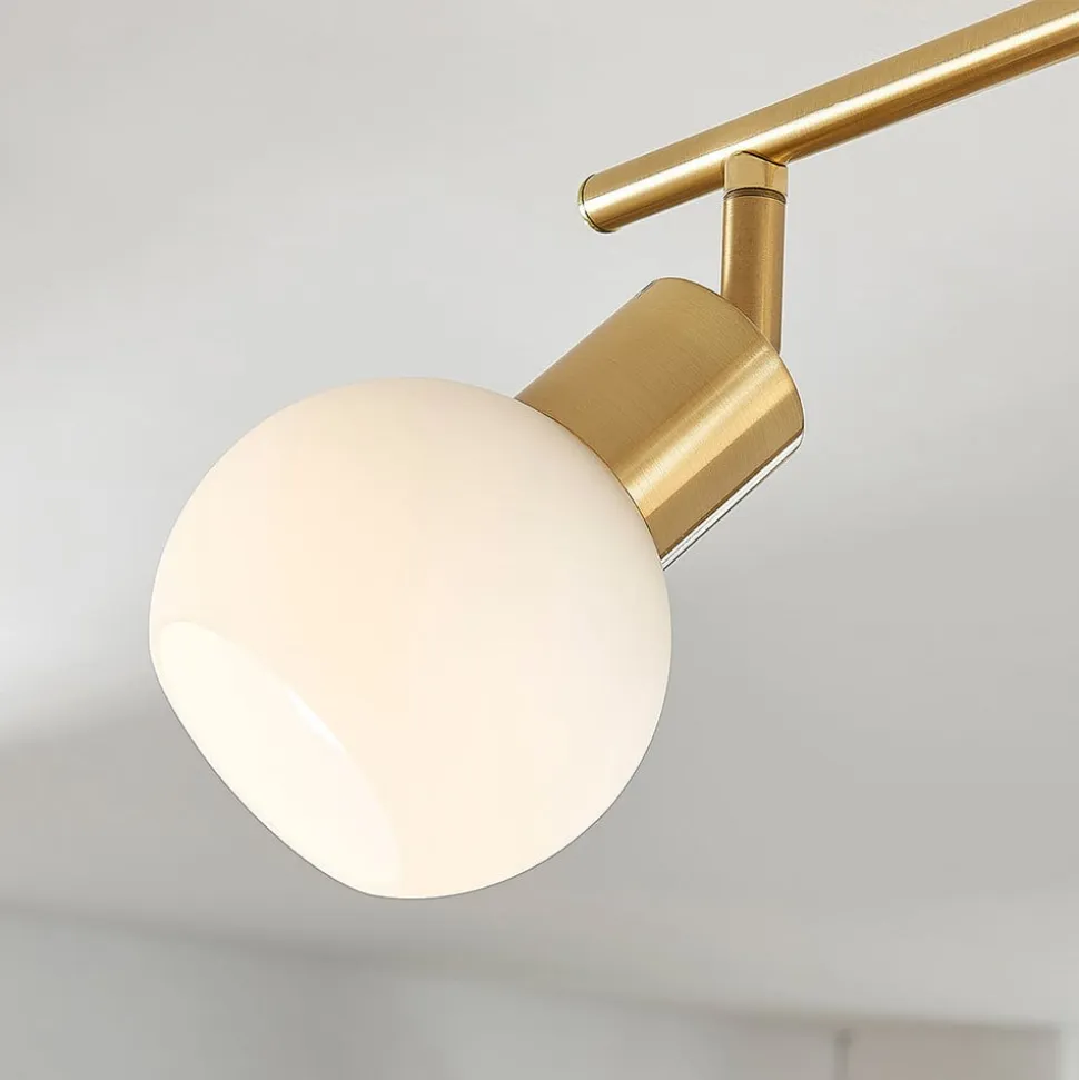 Lindby loftlampe Elaina, 70 cm, 4 lyskilder, messing, glas, E14