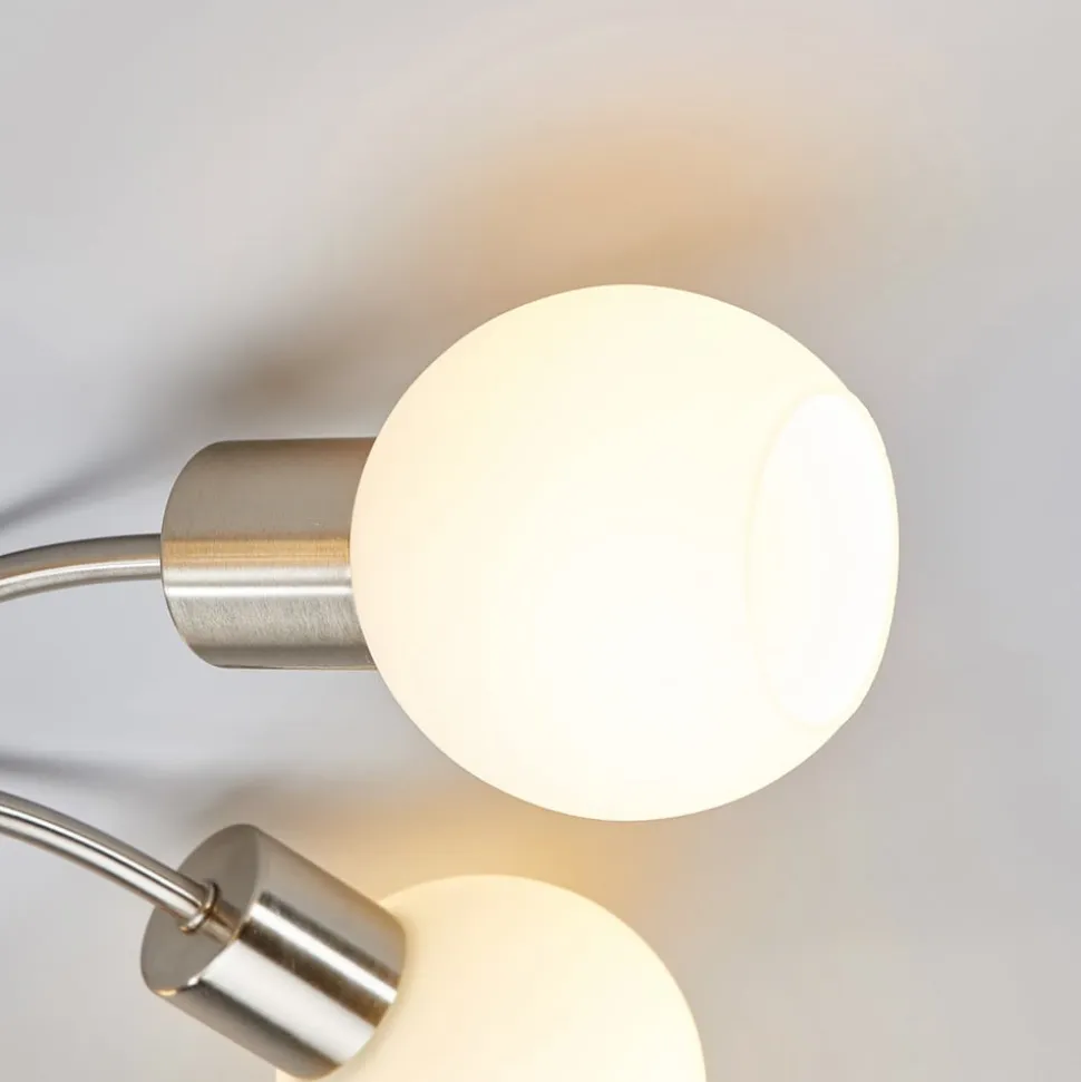 Lindby loftlampe Elaina, Ø 54cm, 5 lyskilder, nikkel, glas, E14
