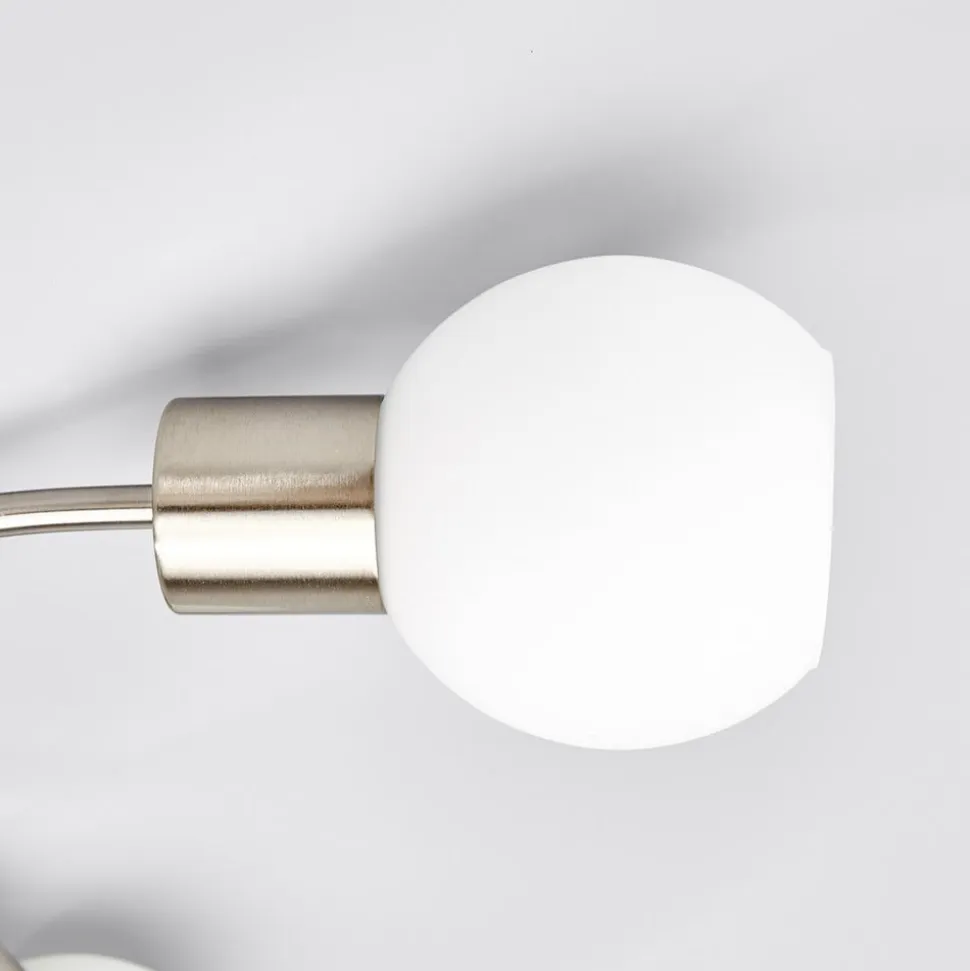 Lindby loftlampe Elaina, Ø 54cm, 5 lyskilder, nikkel, glas, E14