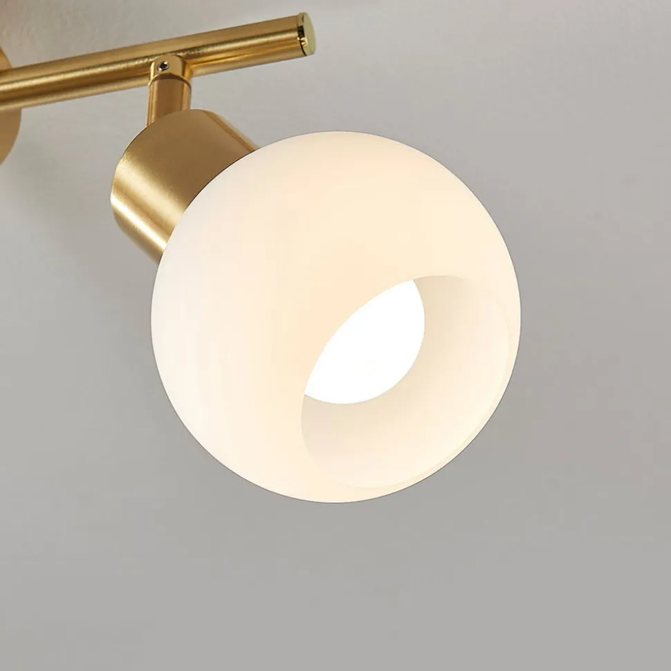 Lindby loftlampe Elaina, 30 cm, 2 lyskilder, messing, glas, E14