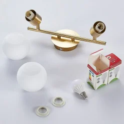Lindby loftlampe Elaina, 30 cm, 2 lyskilder, messing, glas, E14