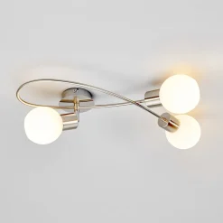 Lindby loftlampe Elaina, 50 cm, 3 lyskilder, nikkel, glas, E14