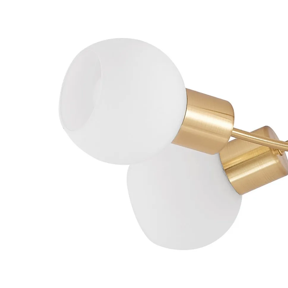Lindby loftlampe Elaina, 66 cm, 5 lyskilder, messingfarvet, glas