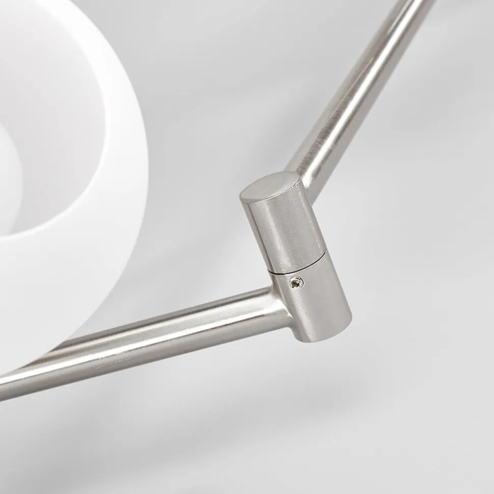 Lindby loftlampe Elaina, 180 cm, 6 lyskilder, nikkel, glas, E14
