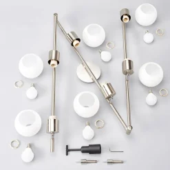 Lindby loftlampe Elaina, 180 cm, 6 lyskilder, nikkel, glas, E14
