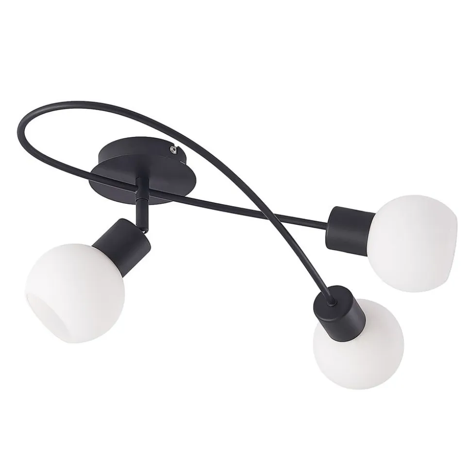 Lindby loftlampe Elaina, 54 cm, 3 lyskilder, sort/hvid, E14