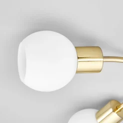 Lindby loftlampe Elaina, Ø54cm, 5 lyskilder, messing, glas, E14