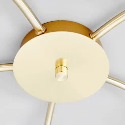Lindby loftlampe Elaina, Ø54cm, 5 lyskilder, messing, glas, E14