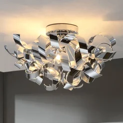 Lindby loftlampe Elviro, Ø 50 cm, kromfarvet, metal