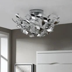 Lindby loftlampe Elviro, Ø 50 cm, kromfarvet, metal