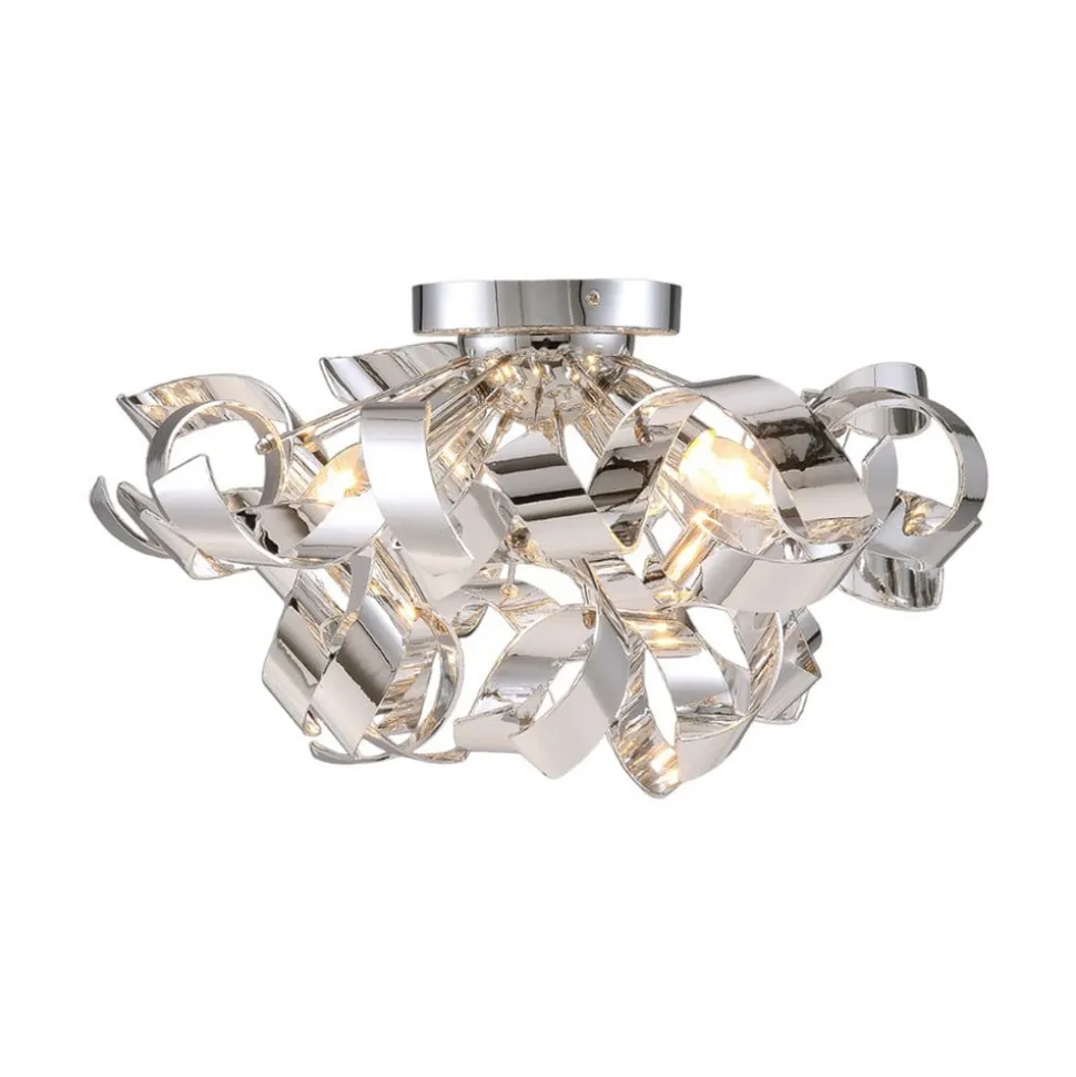 Lindby loftlampe Elviro, Ø 50 cm, kromfarvet, metal