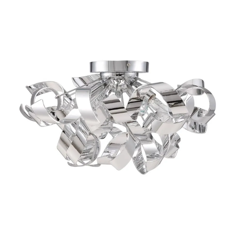 Lindby loftlampe Elviro, Ø 50 cm, kromfarvet, metal