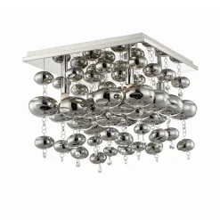 Lindby loftlampe Esfera, røggrå, glas, 4 lyskilder, 35 cm