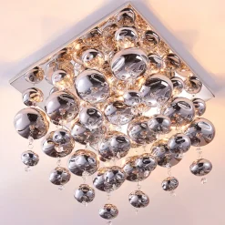 Lindby loftlampe Esfera, røggrå, glas, 4 lyskilder, 35 cm