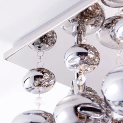 Lindby loftlampe Esfera, røggrå, glas, 4 lyskilder, 35 cm