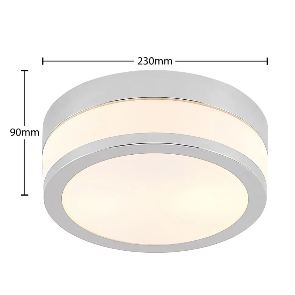 Lindby loftlampe Flavi, Ø 23 cm, krom, glas, IP44, E27