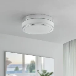 Lindby Loftlampe Flavi, Ø 28 cm, krom, glas, IP44, E27